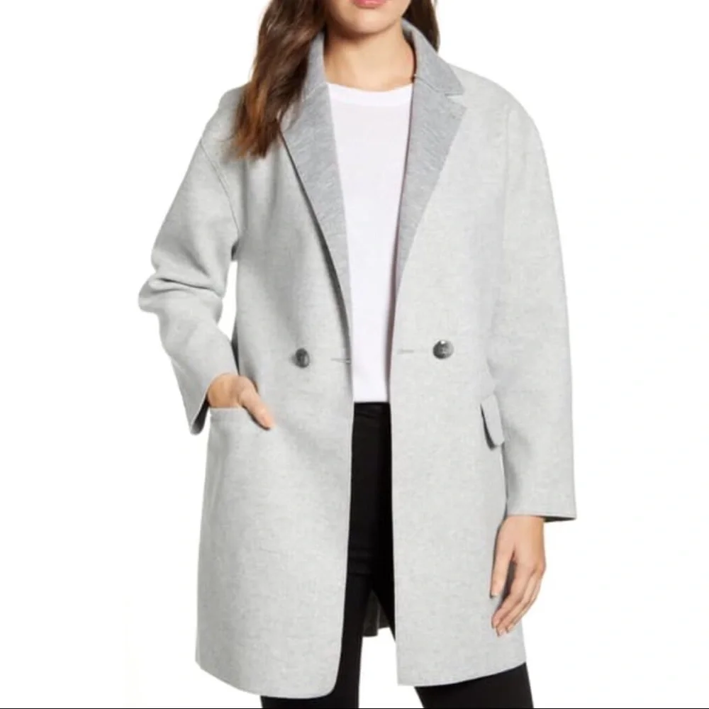 Double Breasted Knit Jacket Heather Grey Bernardo - Picture 1 of 10